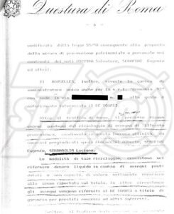 Giuseppe De Tomasi. Questura di Roma — Divisione di Polizia giudiziaria, 28 dicembre 1990